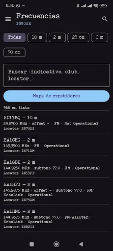 Radioaficionado: Frecuencias Android app screenshot 2