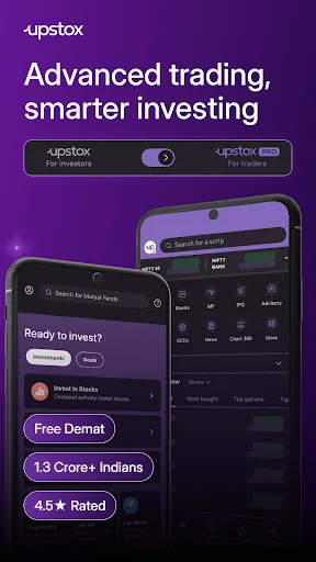Upstox Stocks IPO Mutual Funds Android app screenshot 1