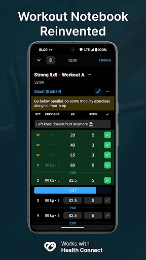 Strong Workout Tracker Gym Log Android app screenshot 1