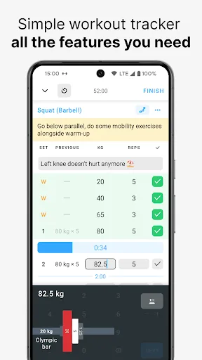 Strong Workout Tracker Gym Log Android app screenshot 2
