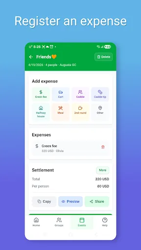 GolfSplit - EqualSplit,goDutch Android app screenshot 6