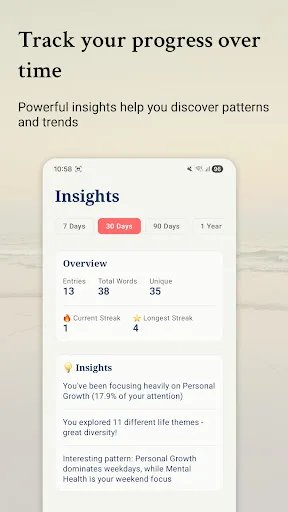 Three – Data-driven journaling Android app screenshot 3